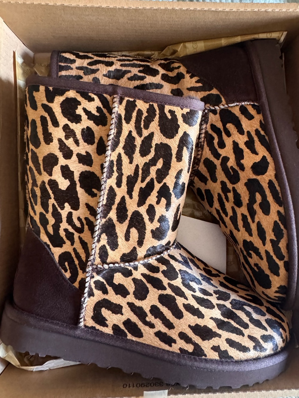 UGG Australia Leopard-Print Genuine Calf Hair Slip-On Short Boot - Rare